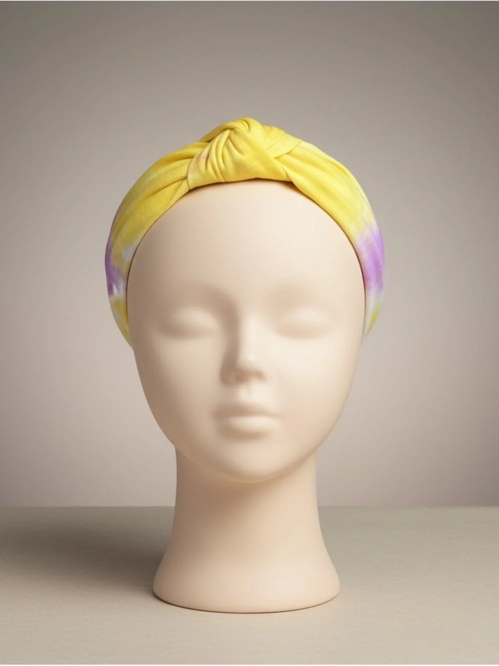 Tie Dye Knotted Top Knot Headband Yellow Purple Summer Pastel